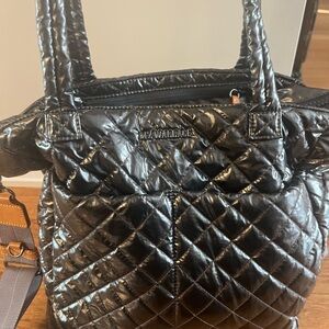 MZ Wallace Large Quarto tote bag pewter tan leather accents excellent condition